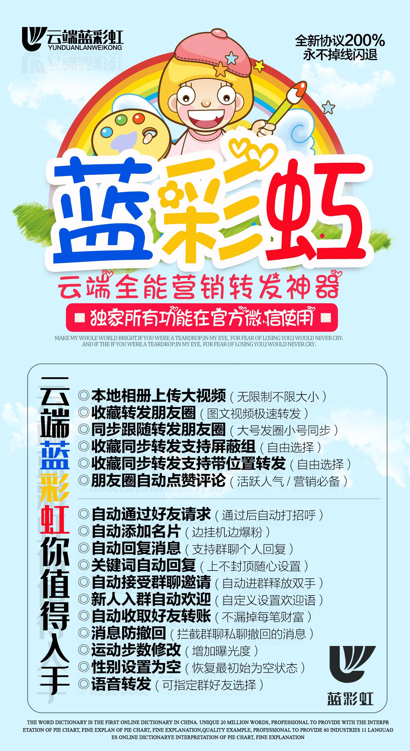 【云端转发蓝彩虹】苹果安卓电脑通用 全新网页搭配指令操作