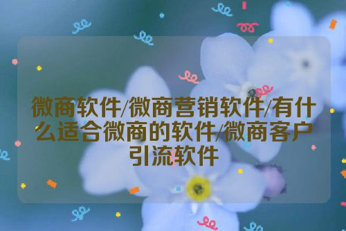 微商软件/微商营销软件/有什么适合微商的软件/微商客户引流软件 第1张