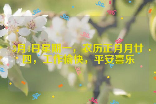 3月4日星期一，农历正月月廿四，工作愉快，平安喜乐