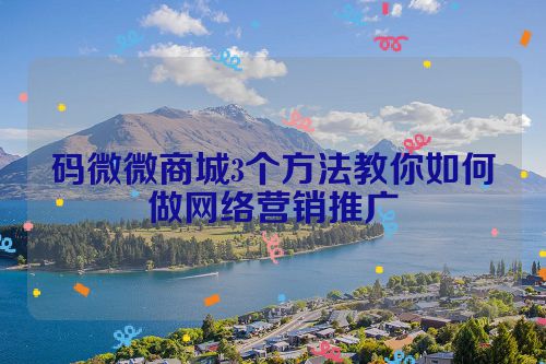 码微微商城3个方法教你如何做网络营销推广
