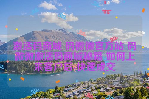 激活码商城 码微微官方站 码微微激活码商城秘籍 如何上来客户后-快速成交 第1张